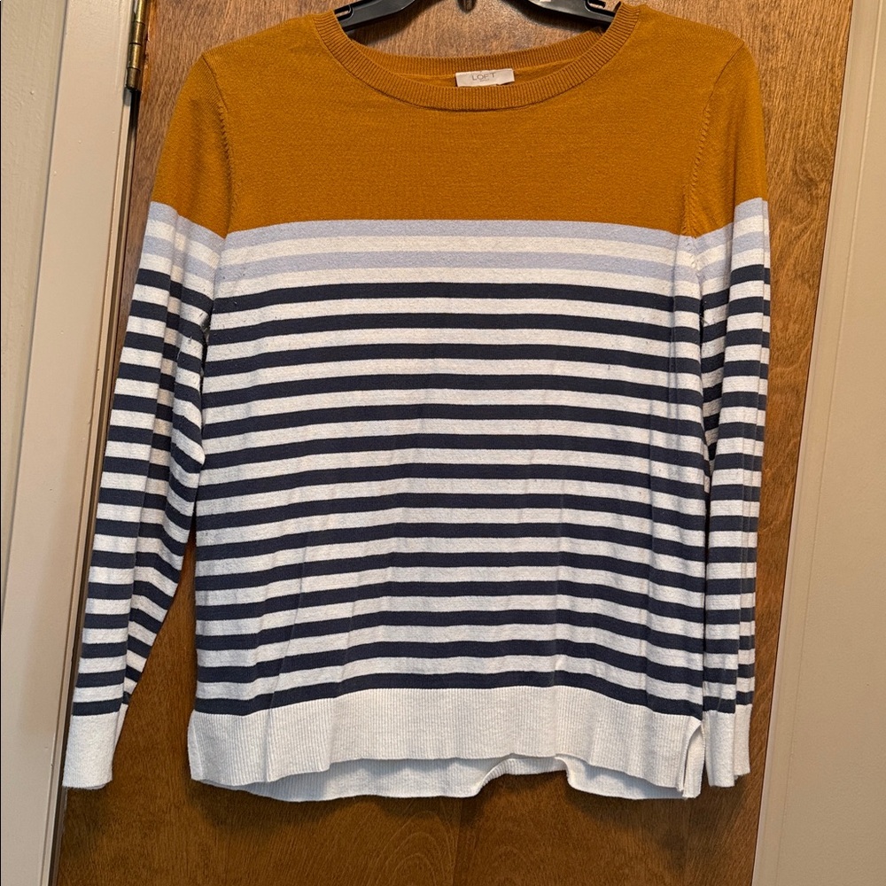 LOFT Mustard and Blue Knit Sweater